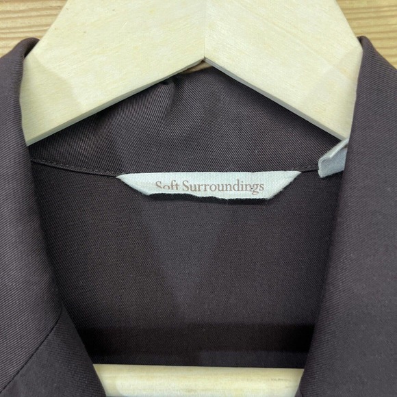 Soft Surroundings Quintessa Dress Small Brown Tencel Maxi LS Wrap V-Neck B84 - Picture 7 of 16